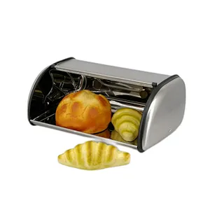 Large space Bread Box, Matt Stainless Steel, Clear Window