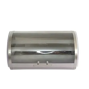 Metal Bread bin with clear window, Roll Top,