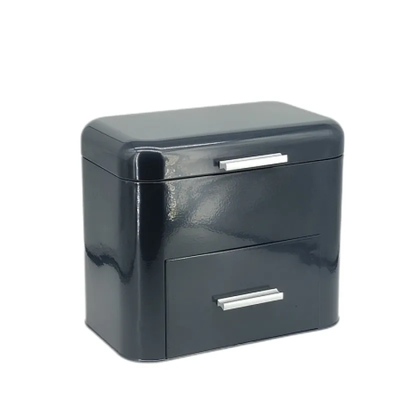 Rectangle  Shape European Style Customized Stainless Steel body Bread Bin , Color Coated, Drawer