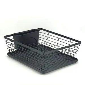 Dish Drainer Rack, Small Capacity Dish Drying Rack with Tray and Dish Drainer for Kitchen, Any Color Tray and Tool holder, Modern Design, 1 Layer, Simple Style