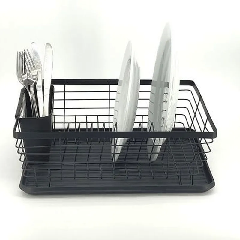 Dish Drainer Rack, Small Capacity Dish Drying Rack with Tray and Dish Drainer for Kitchen, Any Color Tray and Tool holder, Modern Design, 1 Layer, Simple Style