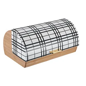 Black Wooden Bread bin, Transfer Printing, Decor