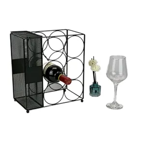 Countertop Wine Rack, Wine Storage Holder, Freestanding Metal Tabletop Stand with Modern Design, Simple Wine Bottle Holder For Kitchen And Home Decor, Bar Cabinet