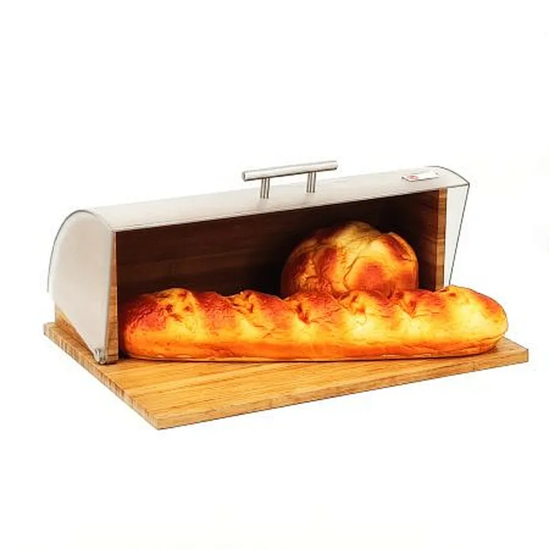 Roll top European Style , Wooden cutting board , Bread Bin