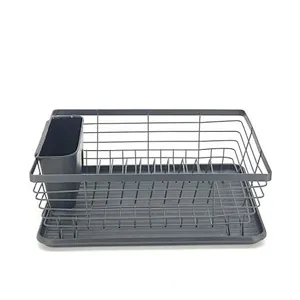Dish Drainer Rack, Small Capacity Dish Drying Rack with Tray and Dish Drainer for Kitchen, Any Color Tray and Tool holder, Modern Design, 1 Layer, Simple Style