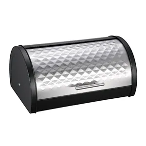 Roll Top Bread bin, Diamon Decor, Brushed Finish