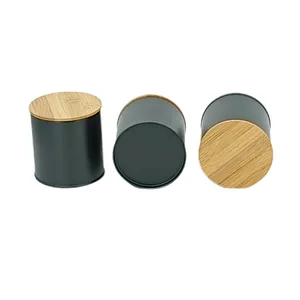 Kitchen Canisters with Bamboo Lids, Airtight Metal Canister Set, Coffee, Sugar, Tea, Flour, Pasta Storage Containers, Kitchen Decor, Set of 3