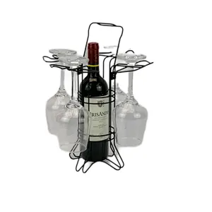 Countertop Wine Rack, Wine Storage Holder, Freestanding Metal Tabletop Stand with Modern Design, Simple Wine Bottle Holder For Kitchen And Home Decor, Glasses holder