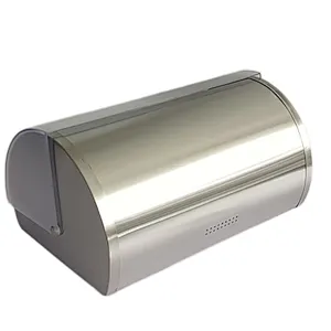 Metal Bread bin with clear window, Roll Top,