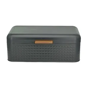 Kitchen Bread Bin, Storage basket, Food case 2022, Carbon Steel, Bamboo Lid, Rectangle, Modern Designe, White Black Grey, Any Color