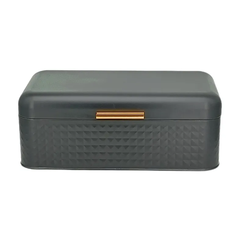 Kitchen Bread Bin, Storage basket, Food case 2022, Carbon Steel, Bamboo Lid, Rectangle, Modern Designe, White Black Grey, Any Color