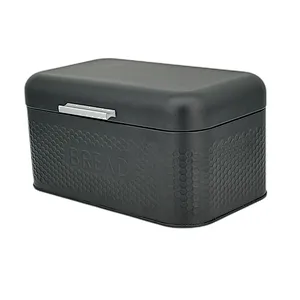 Kitchen Bread Bin, Storage basket, Food case 2022, Carbon Steel, Bamboo Lid, Rectangle, Modern Designe, White Black Grey, Any Color