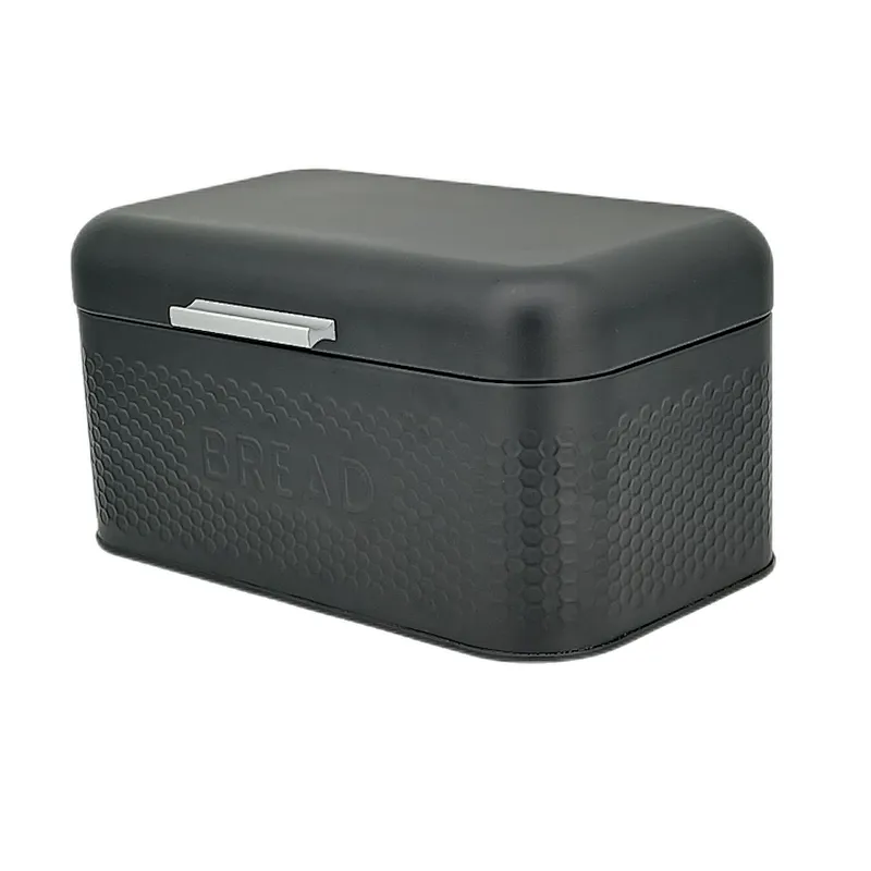 Kitchen Bread Bin, Storage basket, Food case 2022, Carbon Steel, Bamboo Lid, Rectangle, Modern Designe, White Black Grey, Any Color