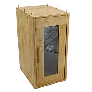 Kitchen Bread Bin, Storage basket, Food case 2022, Carbon Steel, Bamboo Lid, Rectangle, Modern Designe, White Black Grey, Any Color