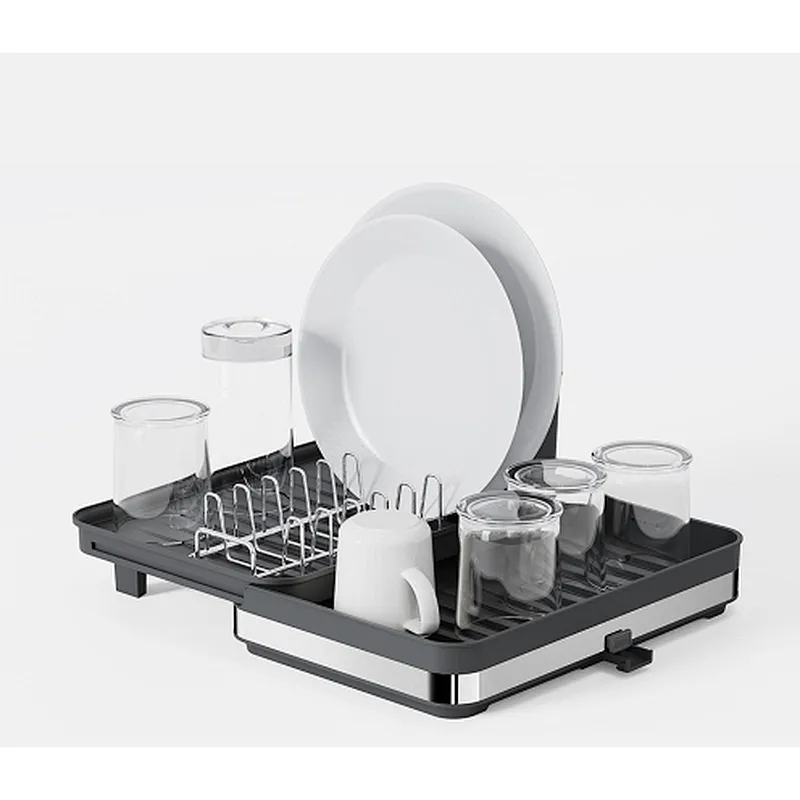 Folding Dish Drainer Rack, Small Capacity Dish Drying Rack with Tray and Dish Drainer for Kitchen, Any Color Tray and Tool holder, Modern Design, 1 Layer, Simple Style