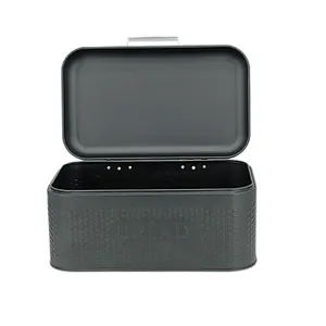 Kitchen Bread Bin, Storage basket, Food case 2022, Carbon Steel, Bamboo Lid, Rectangle, Modern Designe, White Black Grey, Any Color