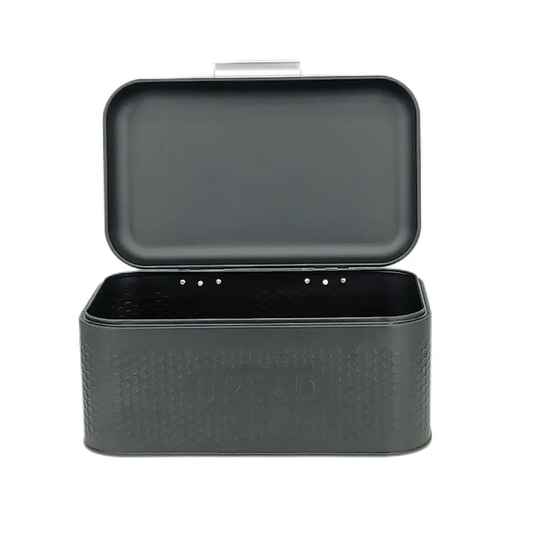 Kitchen Bread Bin, Storage basket, Food case 2022, Carbon Steel, Bamboo Lid, Rectangle, Modern Designe, White Black Grey, Any Color