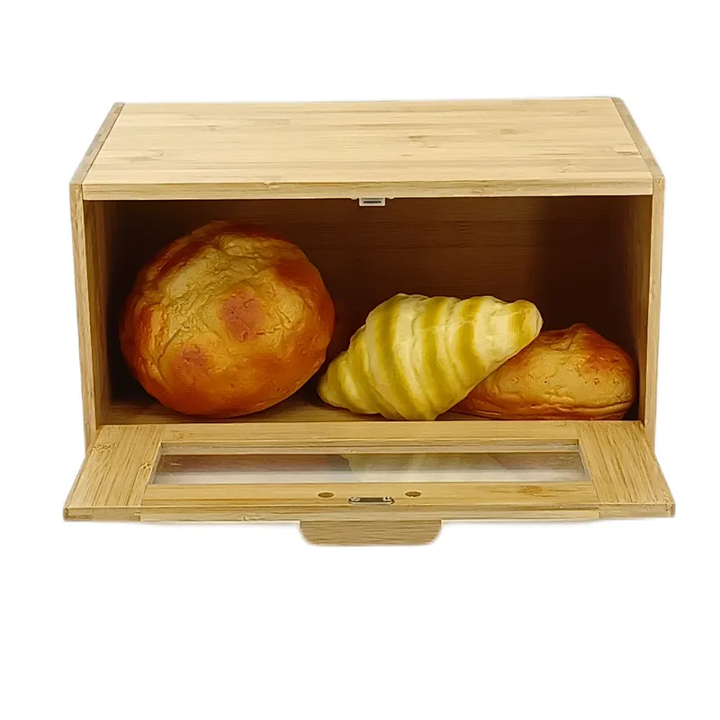 Kitchen Bread Bin, Storage basket, Food case 2022, Carbon Steel, Bamboo Lid, Rectangle, Modern Designe, White Black Grey, Any Color