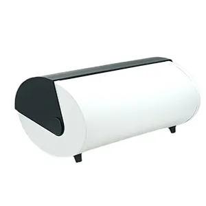 Kitchen Bread Bin, Storage basket, Food case 2022, Carbon Steel, Bamboo Lid, Rectangle, Modern Designe, White Black Grey, Any Color