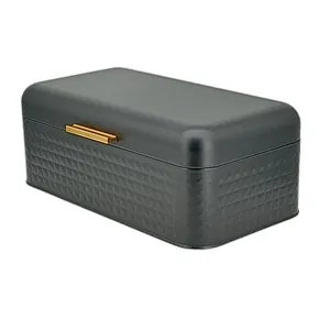 Kitchen Bread Bin, Storage basket, Food case 2022, Carbon Steel, Bamboo Lid, Rectangle, Modern Designe, White Black Grey, Any Color