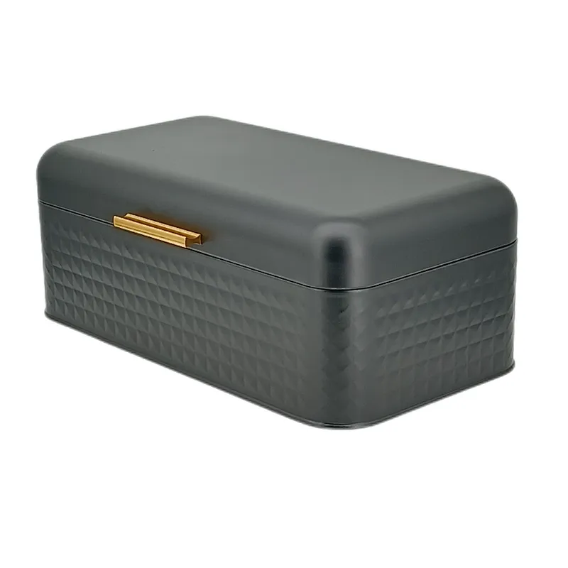 Kitchen Bread Bin, Storage basket, Food case 2022, Carbon Steel, Bamboo Lid, Rectangle, Modern Designe, White Black Grey, Any Color