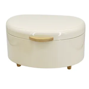 Kitchen Bread Bin, Storage basket, Food case 2022, Carbon Steel, Bamboo Lid, Rectangle, Modern Designe, White Black Grey, Any Color