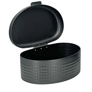 Kitchen Bread Bin, Storage basket, Food case 2022, Carbon Steel, Bamboo Lid, Rectangle, Modern Designe, White Black Grey, Any Color