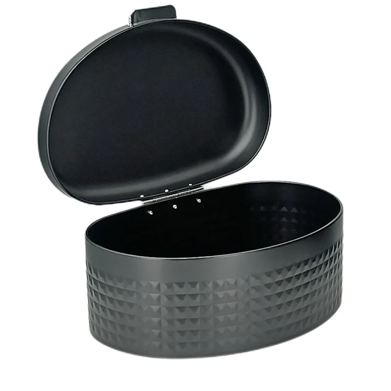 Kitchen Bread Bin, Storage basket, Food case 2022, Carbon Steel, Bamboo Lid, Rectangle, Modern Designe, White Black Grey, Any Color