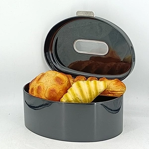 Kitchen Bread Bin, Storage basket, Food case 2022, Carbon Steel, Bamboo Lid, Rectangle, Modern Designe, White Black Grey, Any Color