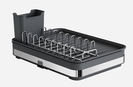Folding Dish Drainer Rack, Small Capacity Dish Drying Rack with Tray and Dish Drainer for Kitchen, Any Color Tray and Tool holder, Modern Design, 1 Layer, Simple Style
