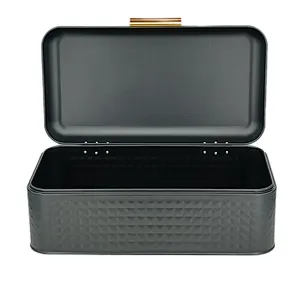 Kitchen Bread Bin, Storage basket, Food case 2022, Carbon Steel, Bamboo Lid, Rectangle, Modern Designe, White Black Grey, Any Color