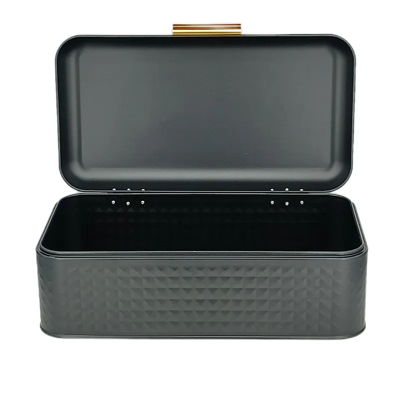 Kitchen Bread Bin, Storage basket, Food case 2022, Carbon Steel, Bamboo Lid, Rectangle, Modern Designe, White Black Grey, Any Color