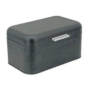 Kitchen Bread Bin, Storage basket, Food case 2022, Carbon Steel, Bamboo Lid, Rectangle, Modern Designe, White Black Grey, Any Color
