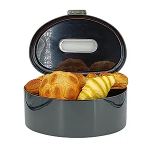 Kitchen Bread Bin, Storage basket, Food case 2022, Carbon Steel, Bamboo Lid, Rectangle, Modern Designe, White Black Grey, Any Color