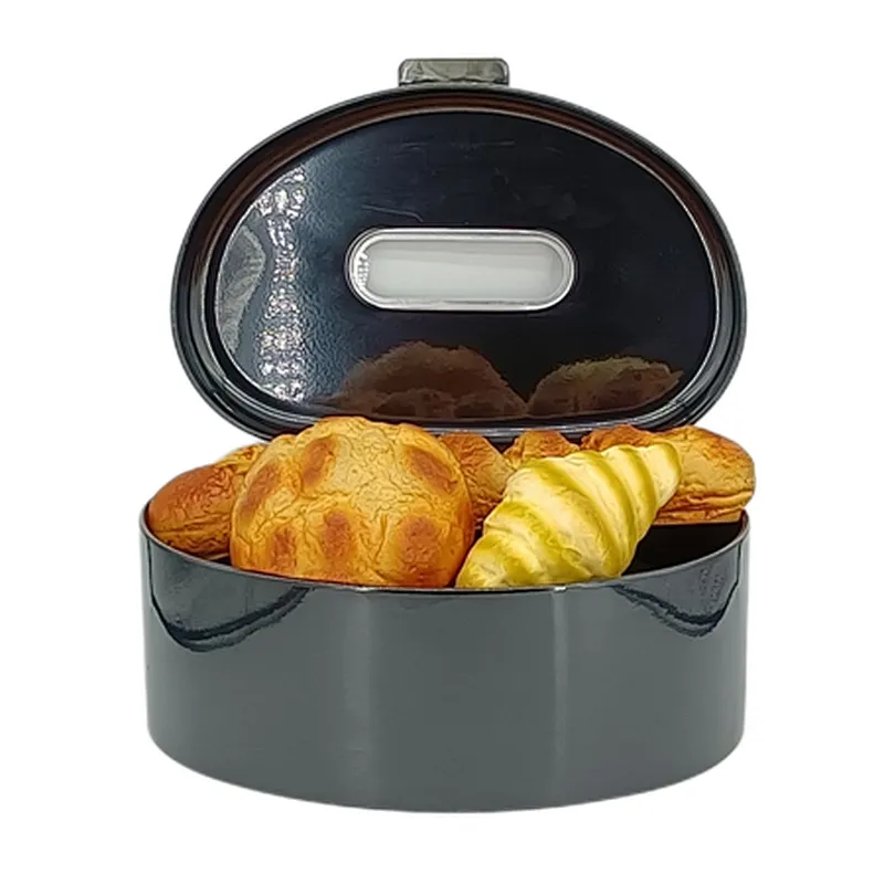 Kitchen Bread Bin, Storage basket, Food case 2022, Carbon Steel, Bamboo Lid, Rectangle, Modern Designe, White Black Grey, Any Color