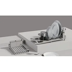 Folding Dish Drainer Rack, Small Capacity Dish Drying Rack with Tray and Dish Drainer for Kitchen, Any Color Tray and Tool holder, Modern Design, 1 Layer, Simple Style