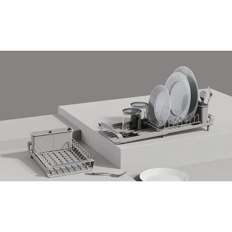 Folding Dish Drainer Rack, Small Capacity Dish Drying Rack with Tray and Dish Drainer for Kitchen, Any Color Tray and Tool holder, Modern Design, 1 Layer, Simple Style