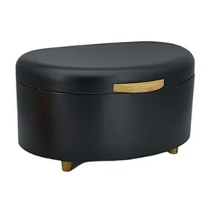 Kitchen Bread Bin, Storage basket, Food case 2022, Carbon Steel, Bamboo Lid, Rectangle, Modern Designe, White Black Grey, Any Color