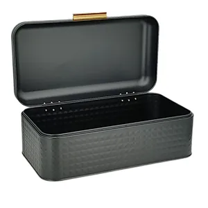Kitchen Bread Bin, Storage basket, Food case 2022, Carbon Steel, Bamboo Lid, Rectangle, Modern Designe, White Black Grey, Any Color
