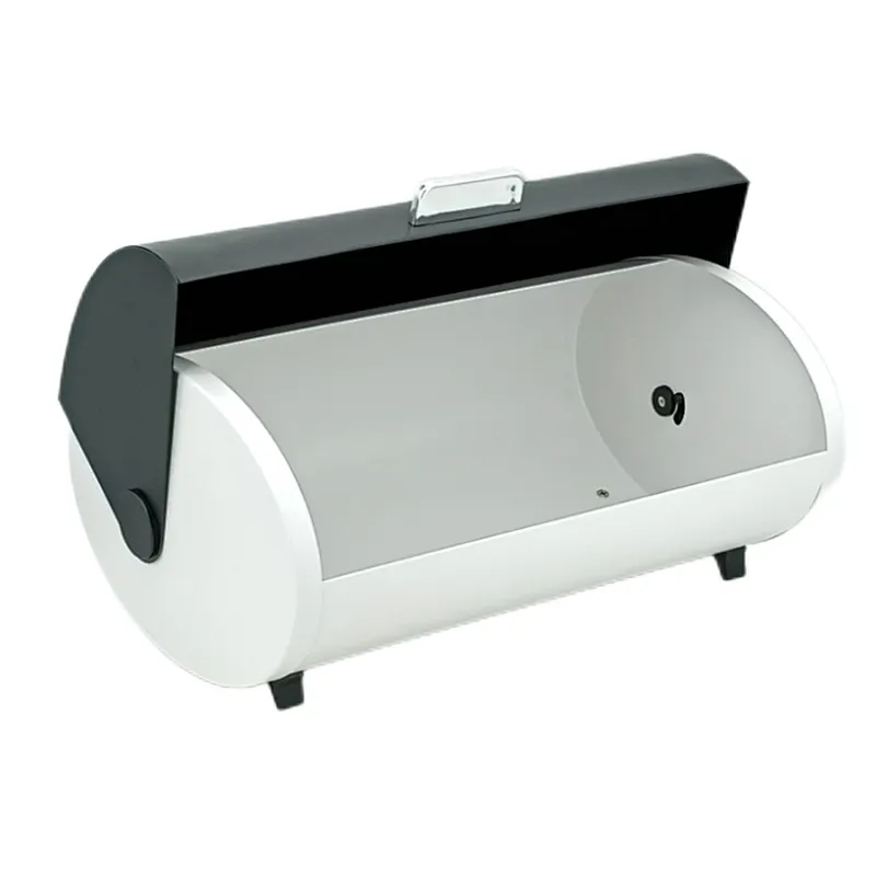 Kitchen Bread Bin, Storage basket, Food case 2022, Carbon Steel, Bamboo Lid, Rectangle, Modern Designe, White Black Grey, Any Color