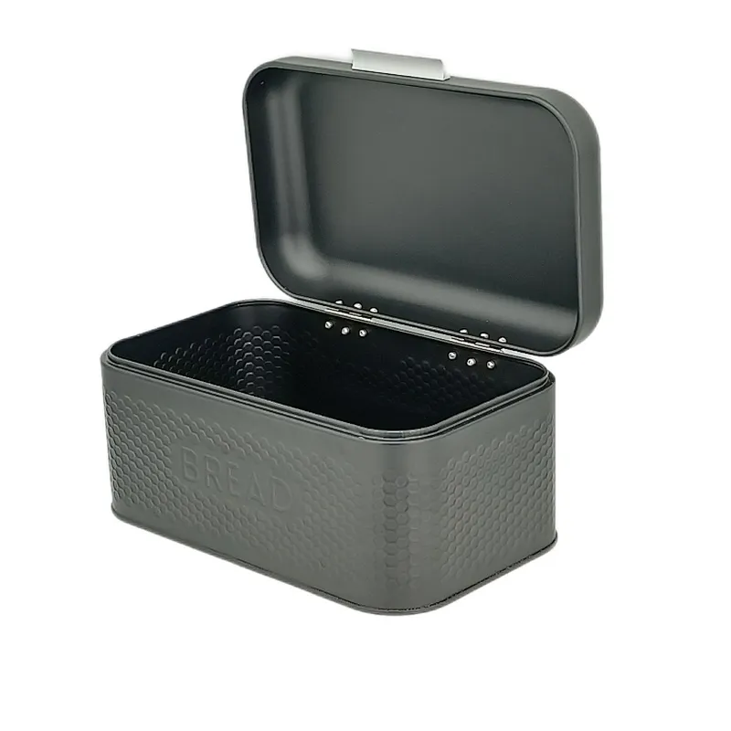 Kitchen Bread Bin, Storage basket, Food case 2022, Carbon Steel, Bamboo Lid, Rectangle, Modern Designe, White Black Grey, Any Color