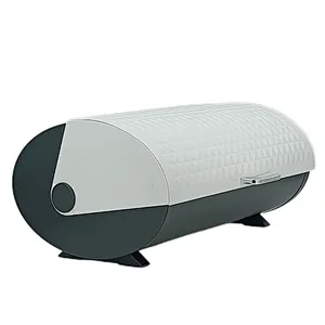 Kitchen Bread Bin, Storage basket, Food case 2022, Carbon Steel, Bamboo Lid, Rectangle, Modern Designe, White Black Grey, Any Color