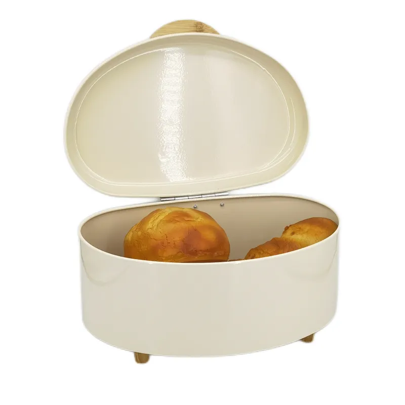 Kitchen Bread Bin, Storage basket, Food case 2022, Carbon Steel, Bamboo Lid, Rectangle, Modern Designe, White Black Grey, Any Color