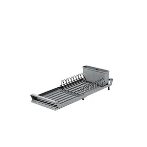 Folding Dish Drainer Rack, Small Capacity Dish Drying Rack with Tray and Dish Drainer for Kitchen, Any Color Tray and Tool holder, Modern Design, 1 Layer, Simple Style