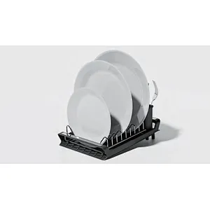 Folding Dish Drainer Rack, Small Capacity Dish Drying Rack with Tray and Dish Drainer for Kitchen, Any Color Tray and Tool holder, Modern Design, 1 Layer, Simple Style