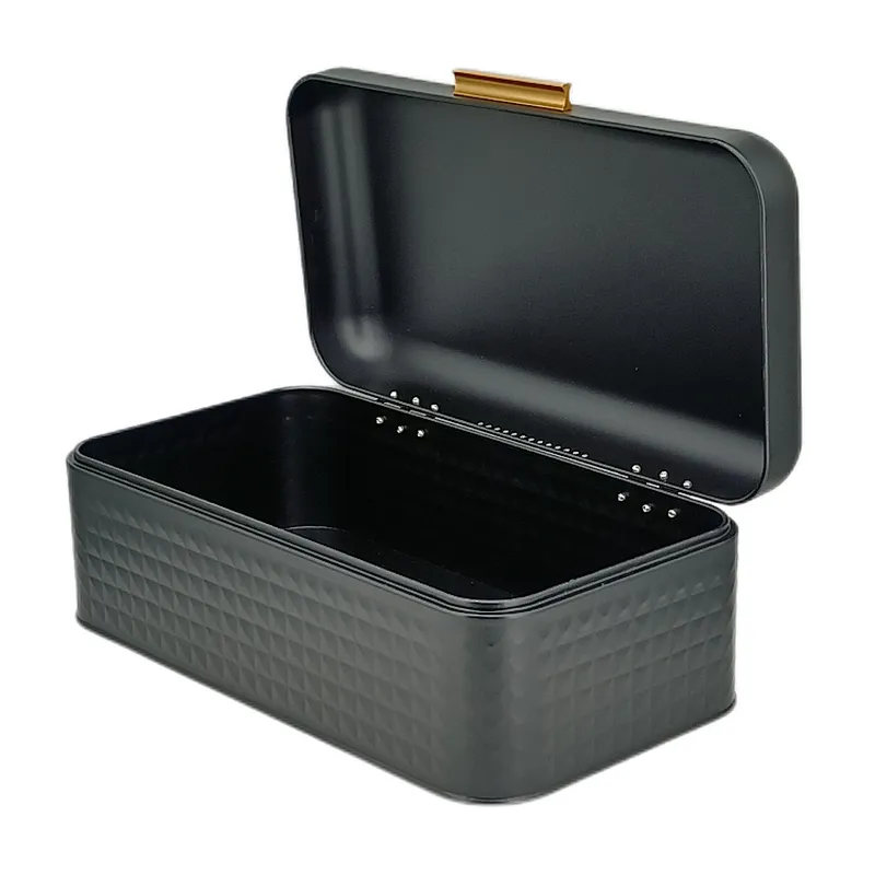 Kitchen Bread Bin, Storage basket, Food case 2022, Carbon Steel, Bamboo Lid, Rectangle, Modern Designe, White Black Grey, Any Color
