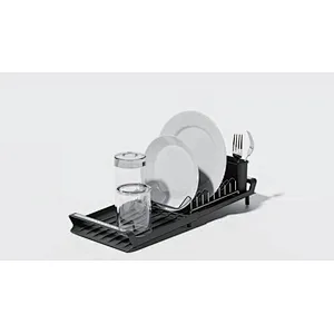Folding Dish Drainer Rack, Small Capacity Dish Drying Rack with Tray and Dish Drainer for Kitchen, Any Color Tray and Tool holder, Modern Design, 1 Layer, Simple Style