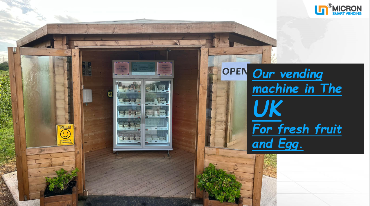 smart fridge vending machine in the UK for fresh fruit and egg
