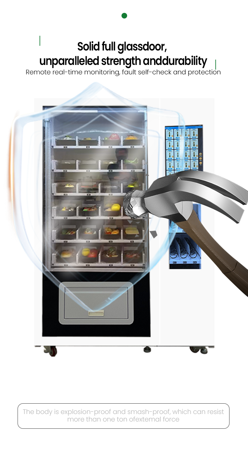 Fresh Salad Fruit Dessert Vending Machine with Pusher Slots