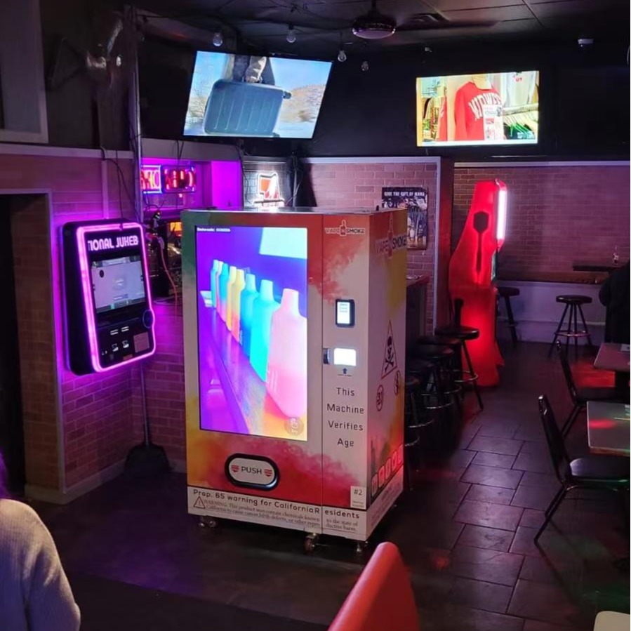 Distributore automatico di vaporizzatori full touchscreen con scanner ID e lettore di carte